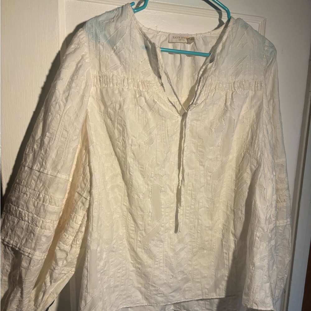 Ramy Brook Textured Cream Blouse